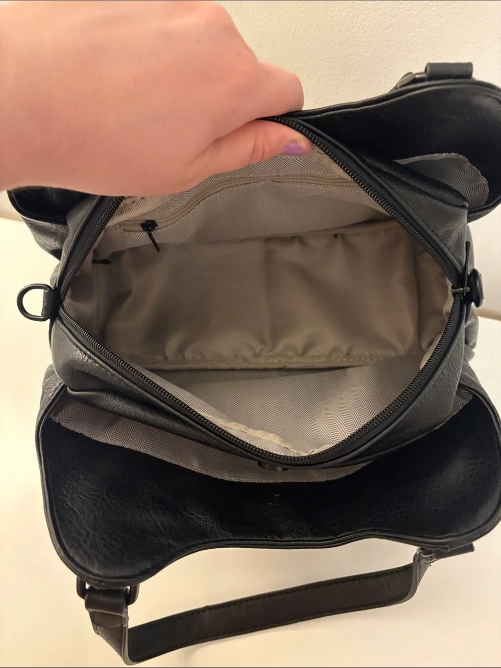Classic Black Leather Shoulder Bag